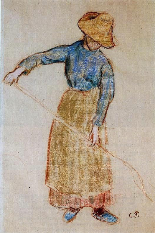  Camille Pissarro Peasant with a Pitchfork - Hand Painted Oil Painting