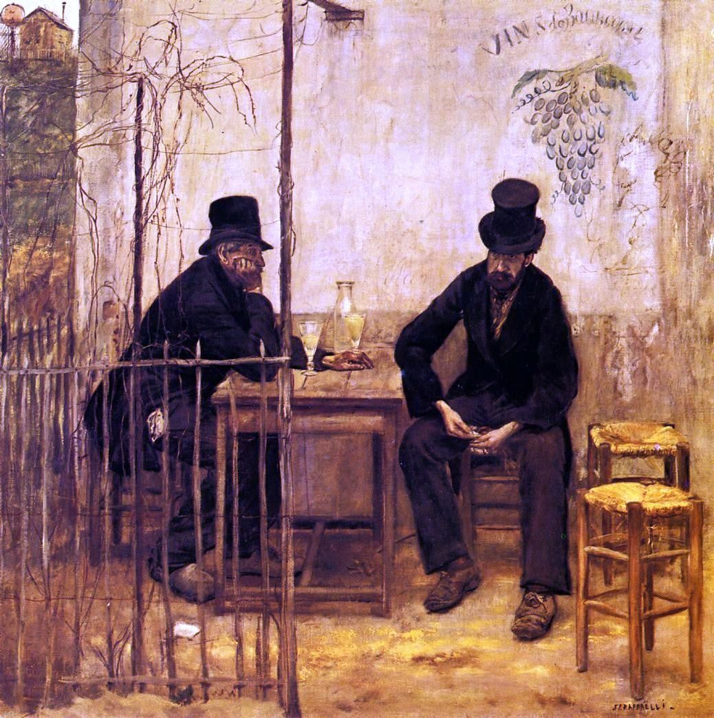  Jean-Francois Raffaelli The Absinthe Drinkers (also known as Les buveurs d'absinthe) - Hand Painted Oil Painting