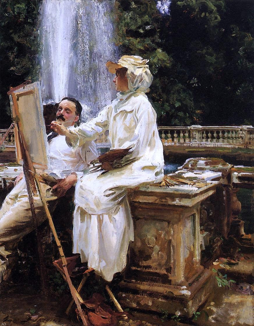  John Singer Sargent A Fountain, Villa Torlonia, Frascati, Italy - Hand Painted Oil Painting