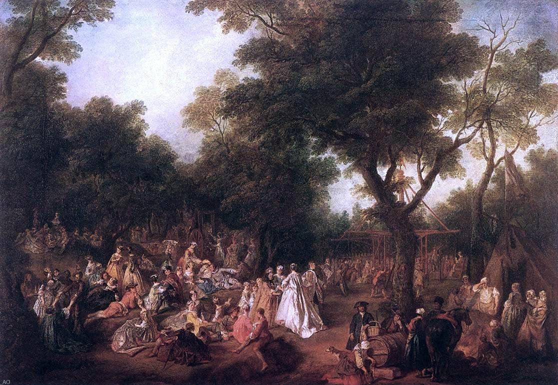  Nicolas Lancret Fete in a Wood - Hand Painted Oil Painting