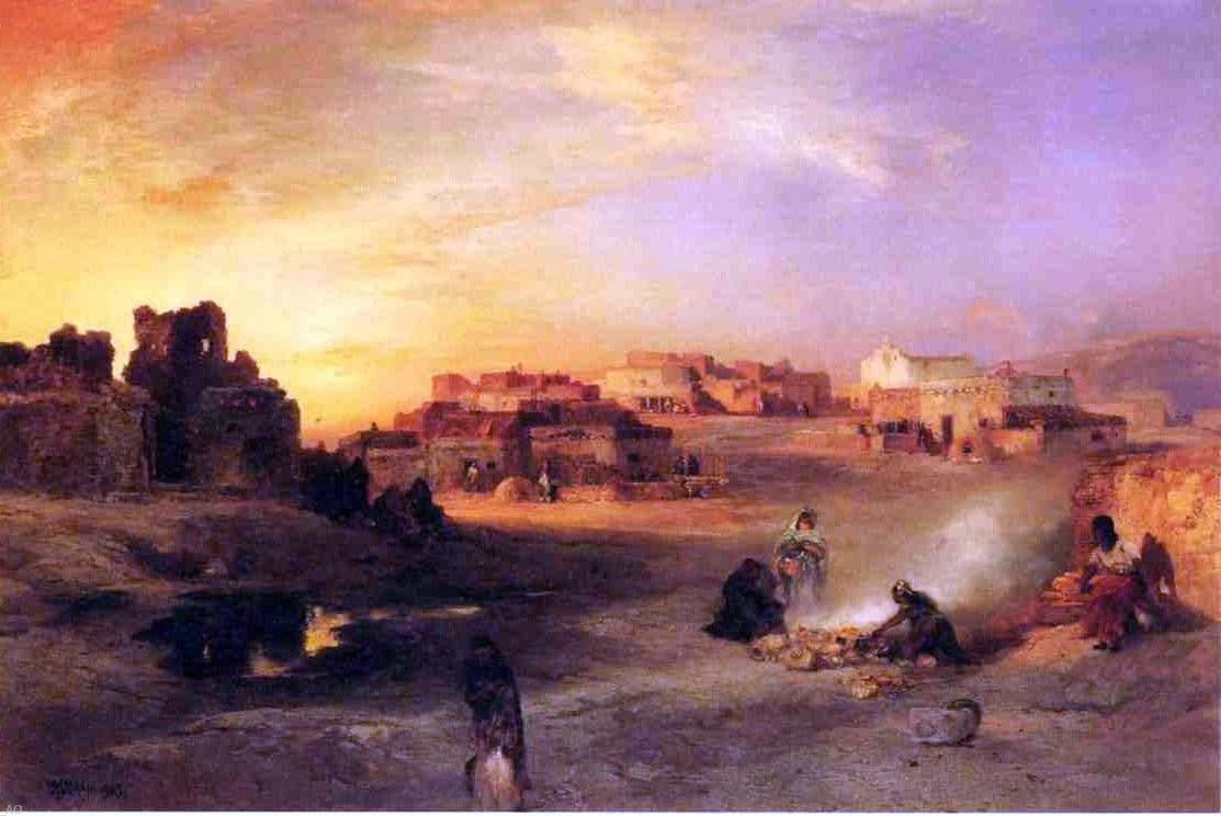  Thomas Moran Indian Pueblo, Laguna, New Mexico - Hand Painted Oil Painting